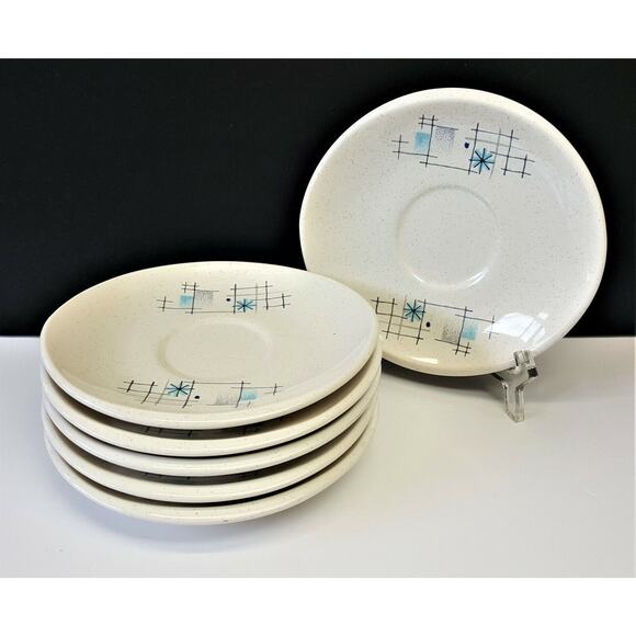 Set/6 Franciscan Oasis 6" Saucers (no cups) Atomic Mid-Century MCM 1954-1962 - Picture 1 of 6